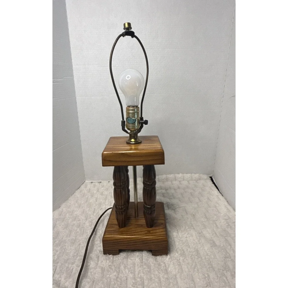 Vintage Alabama Co Solid Wood  Turned Spindle Trophy Table Lamp Rustic Retro MCM